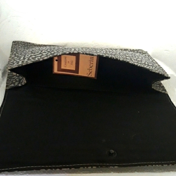 Seberini Vintage Suede Leather Texture Grey Clutch - Picture 6 of 7